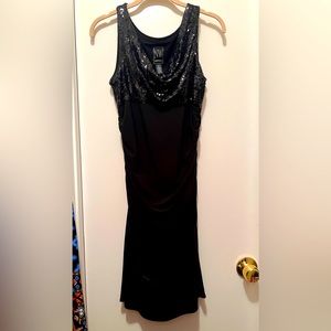 Night Way cocktail Dress 6P strechy Black Bling Bling